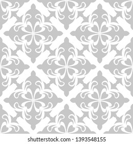 Floral seamless background. Gray pattern on white