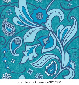 floral seamless background in green-blue