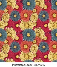 Fondo floral sin costura con flores dibujadas a mano