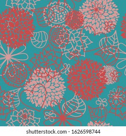 Floral seamless background with hearts