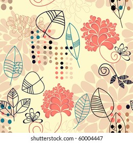 Floral seamless background with leaves