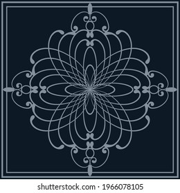 Floral seamless background. Light gray pattern on a dark background.