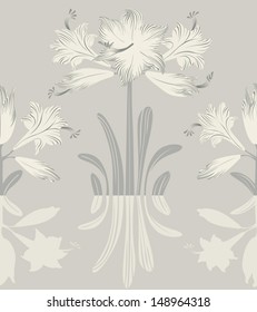 Floral seamless background with lily. Vector pattern