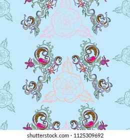  Floral seamless background. Ornate motifs. Vector pattern. 