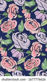 Nahtlose florale Hintergrundmuster. Farbige Frühlingsblumen, handgezeichnet, Vektorillustration. Frühlingssommer. Armbanduhr, Stoffdesign, Umhüllung, Papier