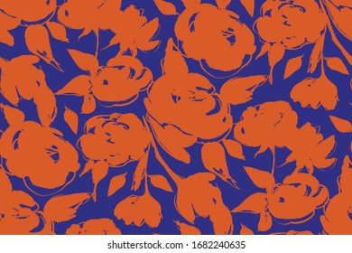 Floral seamless background pattern. Colorful spring flowers hand drawn, vector. Spring summer. Fabric swatch, textile design,wrapping, paper