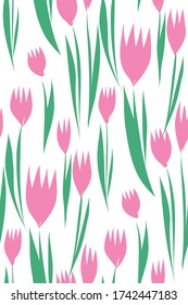 Floral seamless background pattern. Colorful spring flowers hand drawn, vector. Spring summer. Fabric swatch, textile design,wrapping paper