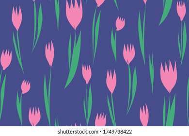 Floral seamless background pattern. Colorful spring flowers hand drawn, vector. Spring summer. Fabric swatch, textile design,wrapping paper
