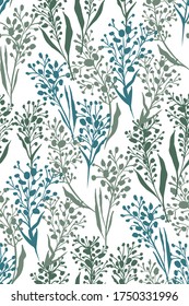 Floral seamless background pattern. Colorful spring flowers hand drawn, vector. Spring summer. Fabric swatch, textile design,wrapping paper