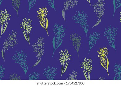 Floral seamless background pattern. Colorful spring flowers hand drawn, vector. Spring summer. Fabric swatch, textile design,wrapping paper