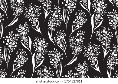 Floral seamless background pattern. Colorful spring flowers hand drawn, vector. Spring summer. Fabric swatch, textile design,wrapping paper