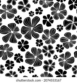 Floral seamless background pattern. Colorful spring flowers hand drawn, vector. Spring summer. Fabric swatch, textile design, wrapping paper