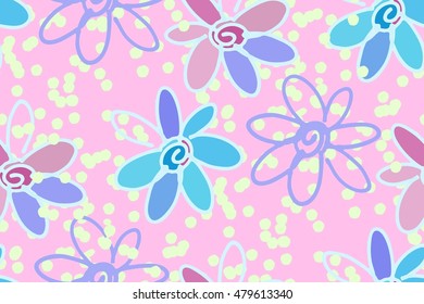 Floral seamless background pattern with daisy flowers. Vector illustration hand drawn. Wrapping paper, fabric swatch.