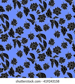 Floral seamless background pattern pattern with fantasy flowers. Line art. Vector illustration hand drawn.