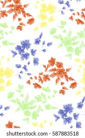 Floral seamless background pattern with fantasy flowers and leaves  Line art. Embroidery flowers. Vector illustration.