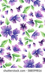 Floral seamless background pattern with fantasy flowers and leaves  Line art. Embroidery flowers. Vector illustration.