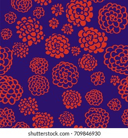 Floral seamless background pattern with  flowers and leaves, spring - summer season. Vector illustration for textile, wrapping paper, wallpaper, curtains .
