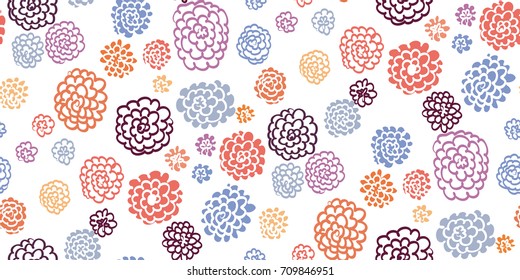 Floral seamless background pattern with  flowers and leaves, spring - summer season. Vector illustration for textile, wrapping paper, wallpaper, curtains .
