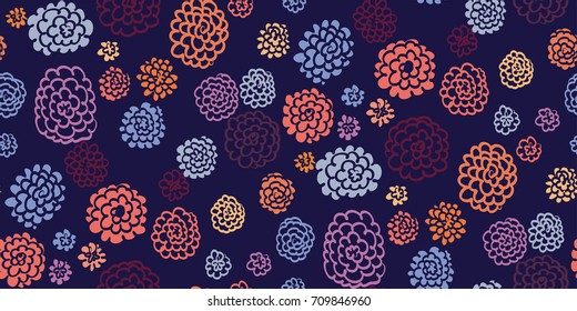 Floral seamless background pattern with  flowers and leaves, spring - summer season. Vector illustration for textile, wrapping paper, wallpaper, curtains .
