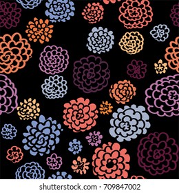 Floral seamless background pattern with  flowers and leaves, spring - summer season. Vector illustration for textile, wrapping paper, wallpaper, curtains .

