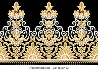 Floral seamless background. pattern geometric ethnic lace pattern design floral embroidery for  textile fabric printing wallpaper carpet. Embroidery neck
