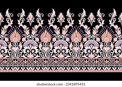 Floral seamless background. pattern geometric ethnic lace pattern design floral embroidery for  textile fabric printing wallpaper carpet. Embroidery neck
