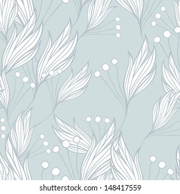 Floral seamless background pattern of hand - drawn elements. Wallpaper, pattern fills, web page background,surface textures, textile design template. Vector illustration