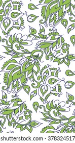 Floral seamless background pattern hand drawn. Vector illustration. Indian flowers.