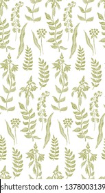 Floral seamless background pattern with mix wild flowers and leaves Line art. Embroidery flowers. Vector illustration. Textile design, wallpaper, card design.
