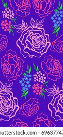 Floral seamless background pattern with roses, spring - summer season. Vector illustration for textile, wrapping paper, wallpaper, curtains.