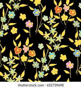 Floral seamless background pattern spring - summer season. Vector illustration for textile, wrapping paper, wallpaper,  curtains.

