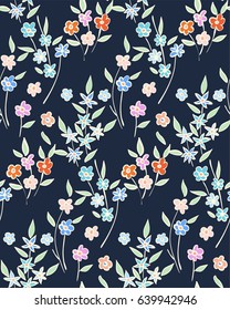 Floral seamless background pattern spring - summer season. Vector illustration for textile, wrapping paper, wallpaper, curtains.