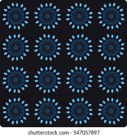 Floral seamless background pattern with tulips. Bliue flowers blossom vector illustration hand drawn
