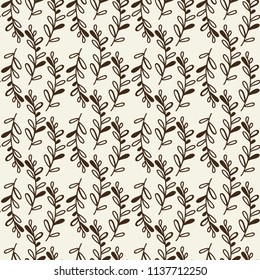 Floral seamless background pattern with two-color leaves and twigs elements vector illustration