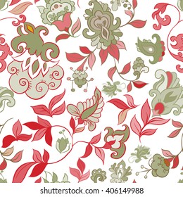 Papel de fondo floral sin fisuras con flores abstractas. Ilustración vectorial del patrón floral sin costuras con flores de doodle.