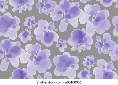 Floral seamless background pattern. Watercolor flowers hand painted, vector illustration.
