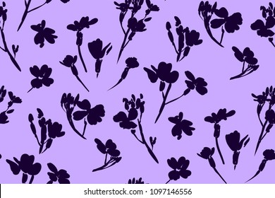 Floral seamless background pattern with wild flowers and leaves. Botanical illustration  hand drawn.Textile print, fabric swatch, wrapping paper.