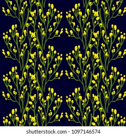 Floral seamless background pattern with wild flowers and leaves. Botanical illustration  hand drawn.Textile print, fabric swatch, wrapping paper.