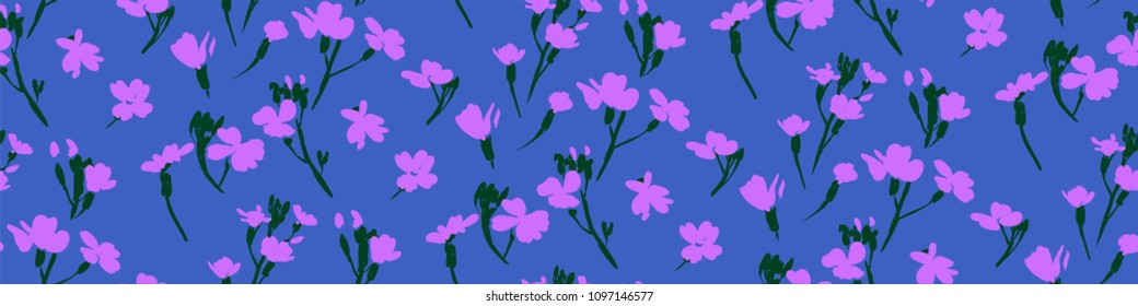 Floral seamless background pattern with wild flowers and leaves. Botanical illustration  hand drawn.Textile print, fabric swatch, wrapping paper.
