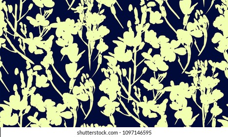 Floral seamless background pattern with wild flowers and leaves. Botanical illustration  hand drawn.Textile print, fabric swatch, wrapping paper.