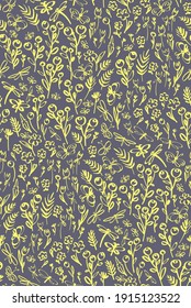 Nahtlose florale Hintergrundmuster. Wilde Blumen und Butterblumen, handgezeichnet, Vektorgrafik. Frühlingssommer. Armbanduhr, Stoffdesign, Umhüllung 