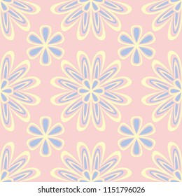 Floral seamless background. Pink, blue and yellow flower pattern for wallpapers, textile and fabrics