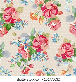 Floral seamless background with roses, fashion Beautiful vector illustration texture.