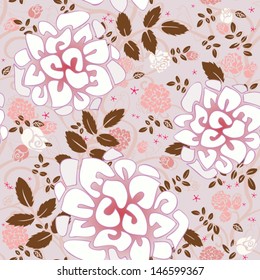 Floral seamless background with roses. Vector pattern