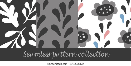 Floral seamless background set