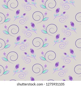 Floral seamless background for textile or book covers, manufacturing, wallpapers, print, gift wrap and scrapbooking. Seamless floral pattern on a  gray background