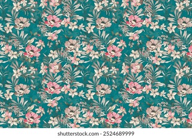 Floral seamless background for textile or book covers, manufacturing, wallpapers, print, gift wrap