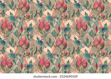 Floral seamless background for textile or book covers, manufacturing, wallpapers, print, gift wrap