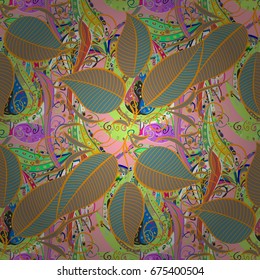 Floral seamless background for textile or book covers, manufacturing, wallpapers, print, gift wrap and scrapbooking. Vector illustration. Simple cute pattern in small-scale leaves.