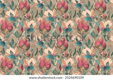 Floral seamless background for textile or book covers, manufacturing, wallpapers, print, gift wrap